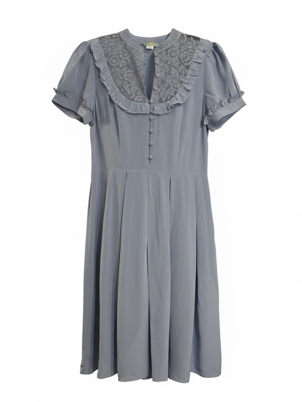 Anthropologie Dress Lil Brand Silk Lace Ruffle Baby Blue Size 8 - Picture 2 of 7